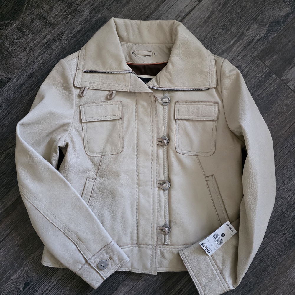 Wilsons Leather Women's Beige Leather Jacket